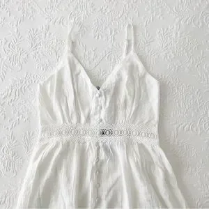 white lining dress A-line Linen Dress CHILOE in Natural Melange